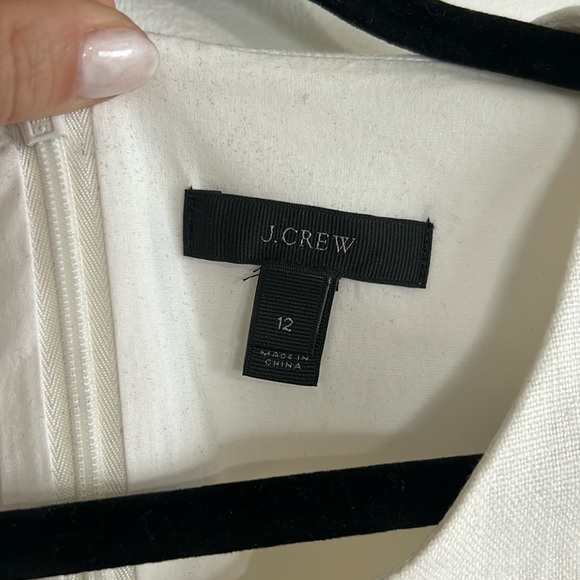 J.Crew White Sleeveless Midi Dress with Beige Trim - Picture 2 of 7